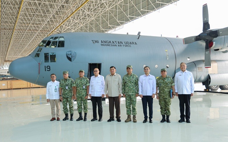 PT Garuda Maintenance Facility Aero Asia Tbk (GMFI) menyelesaikan proyek modernisasi pesawat Hercules C-130H milik TNI AU dengan tail number A-1319. (Foto: Ist)