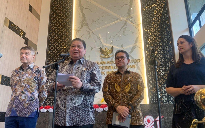 Airlangga Hartarto menargetkan  perjanjian kemitraan ekonomi Indonesia-Uni Eropa dapat diratifikasi pada Oktober 2026. (Foto: iNews Media/Tangguh Yudha)