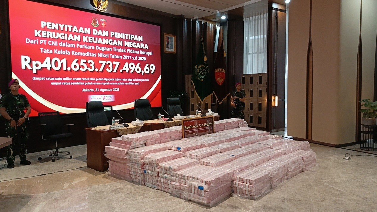 Kejagung Sita Uang Rp401 Miliar Terkait Kasus Korupsi Tata Kelola Nikel CNI. (Foto Nur Khabibi/IMG)