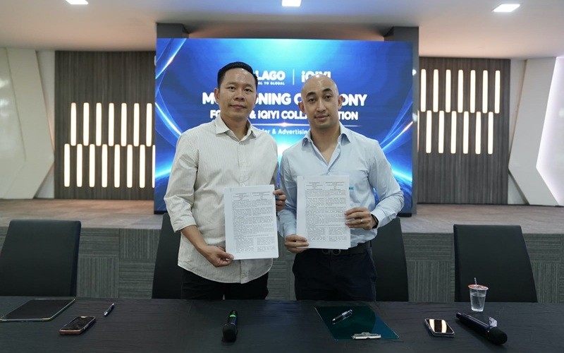 PT Folago Global Nusantara Tbk (IRSX) melalui anak usahanya, PT Folago Pictures Indonesia, menandatangani MoU dengan iQIYI International. (Foto: Ist)