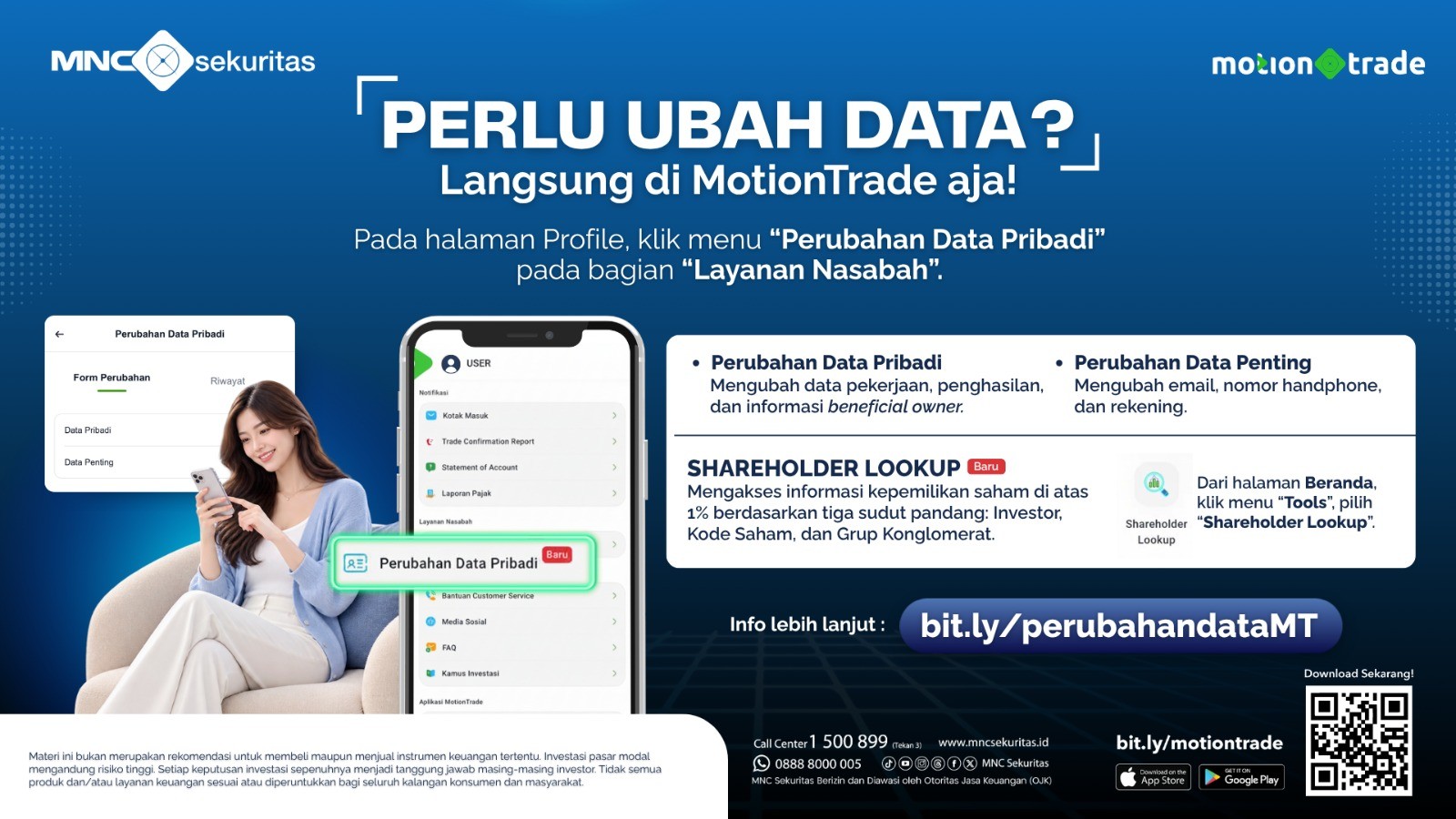 MNC Sekuritas Hadirkan Fitur Baru Perubahan Data Pribadi dan Shareholder Lookup di MotionTrade Lite. (Foto: Doc MNC Sekuritas)