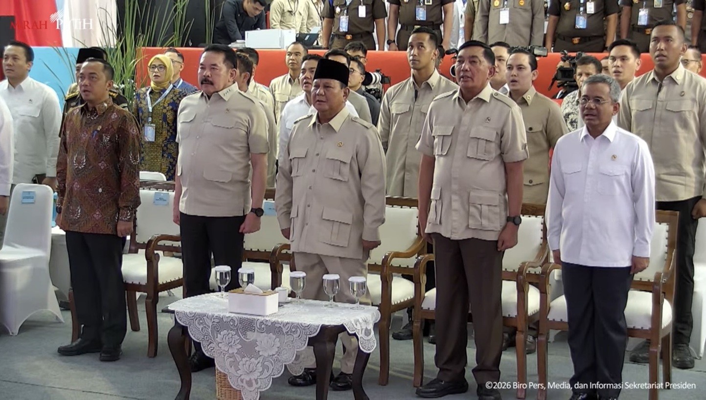 Prabowo Tiba di Kejagung, Siap Saksikan Penyerahan Uang Rp13,2 Triliun dari Satgas PKH. (Foto Tangkapan Layar YT Setpres)