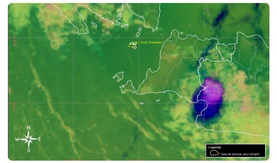 Sebaran Abu Vulkanik Anak Krakatau Terdeteksi hingga 1,8 Km Mengarah ke Pandeglang dan Banten (FOTO:Dok Ist)