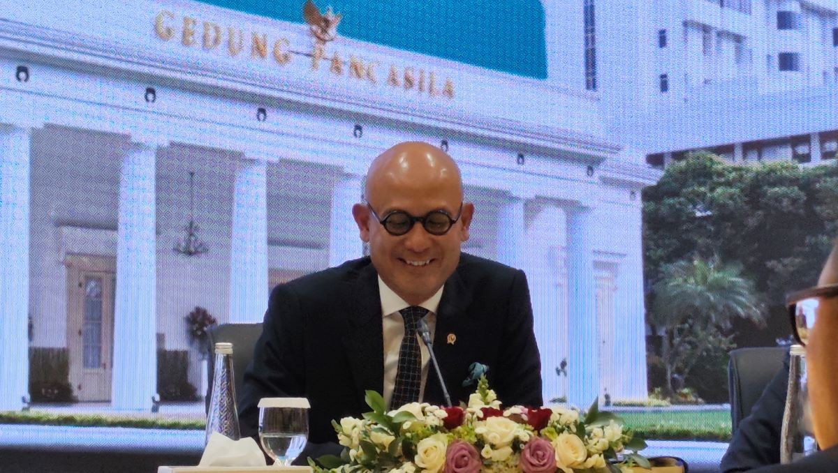 Menlu Arrmanatha Tegaskan Indonesia Tetap Konsisten Dukung Kemerdekaan Palestina. (Foto: Zakky Mubarok Santosa/iNews Media Group)