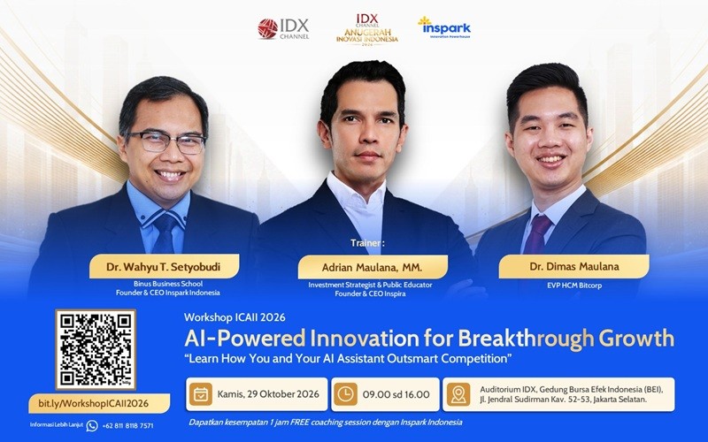 IDXChannel menghadirkan workshop “AI-Powered Innovation for Breakthrough Growth: Learn How You and Your AI Assistant Outsmart Competition”. (Foto: Ist)