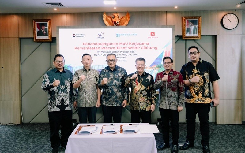 PT Waskita Beton Precast Tbk (WSBP) melakukan kerja sama strategis Hunan Jiangong Concrete Co., Ltd., dan PT Adhi Industri. (Foto: Ist)
