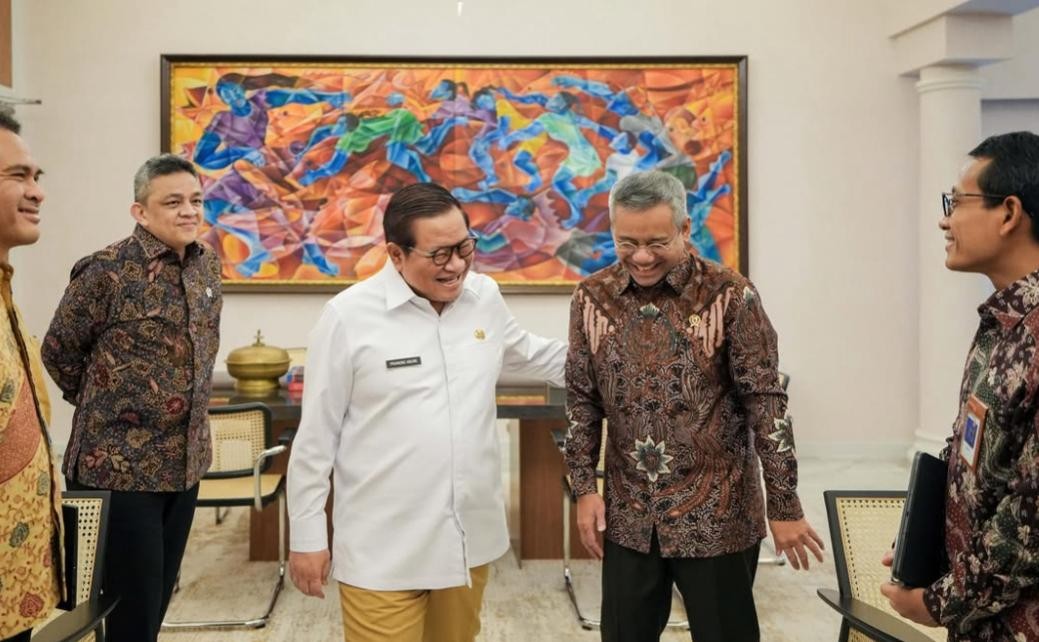 Suahasil Temui Pramono di Balai Kota, Bahas Transportasi Hingga Program LPDP. Foto: iNews Media Group.