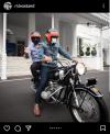 RK terlihat membonceng AHY menggunakan motor gede (moge) merek BMW. (Foto: MNC Media)