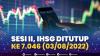 Sesi II, IHSG Ditutup ke 7.046 (03/08/2022),(Sumber: IDX CHANNEL)