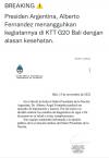 Dilaporkan Sakit, Presiden Argentina Undur Diri dari KTT G20 Bali. (Foto : MNC Media)