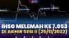 IHSG Melemah ke 7.053, di Akhir Sesi II (25/11/2022),(Sumber: IDX CHANNEL)