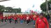 Tolak Perppu Ciptaker, Buruh Konvoi ke DPR hingga Tutupi Jalan Gatot Subroto Jakarta. (Foto: Achmad Al Fiqri/MNC Media)