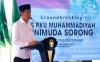 Presiden Jokowi melakukan groundbreaking Rumah Sakit PKU Muhammadiyah Unimuda Sorong, di Kabupaten Sorong, Papua Barat Daya.  (Setkab)