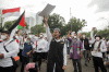 Aksi Damai Bela Palestina di Depan Kedutaan Besar Amerika Serikat