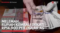 Melemah, Rupiah Kembali Dekati Rp14.900 per Dolar AS. (Sumber : IDXChannel)