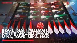 IHSG di Sesi II Melemah, dan Ini Analisis Saham MINA, TOWR, MIKA, NAIK. (Sumber : IDX Channel)