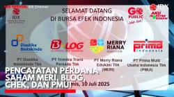 Pencatatan Perdana Saham MERI, BLOG, CHEK, dan PMUI. (Sumber: IDX Channel)