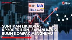 Suntikan Likuiditas Rp200 Triliun, Saham Bank BUMN Kompak Menghijau. (Sumber: IDX Channel)