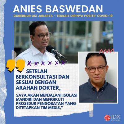 Anies Positif Covid-19, Jalani Isolasi Mandiri Dua Pekan. (Foto: Tim Digital Marketing IDX Channel)