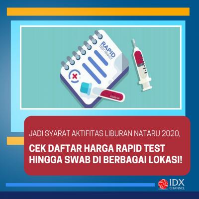 Jadi Syarat Aktifitas Liburan Nataru 2020, Cek Daftar Harga Rapid Test hingga Swab. (Foto: Tim Digital Marketing IDX Channel)