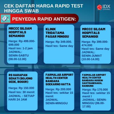 Jadi Syarat Aktifitas Liburan Nataru 2020, Cek Daftar Harga Rapid Test hingga Swab. (Foto: Tim Digital Marketing IDX Channel)