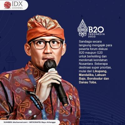 Ajak Peserta B20 Berwisata di Indonesia, Sandiaga: Buka Peluang Usaha dan Lapangan Kerja.  (Foto : Tim Digital Marketing IDX Channel)