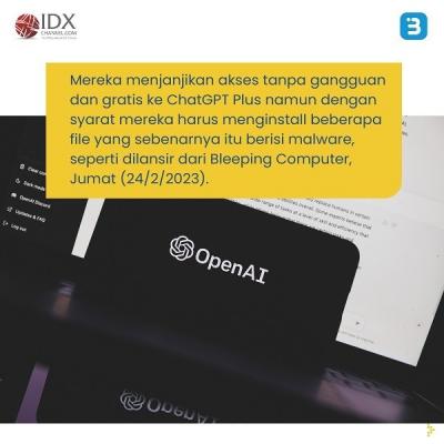 Bahaya, Banyak ChatGPT Palsu Berisi Malware. (Foto : Tim Digital Marketing IDX Channel)