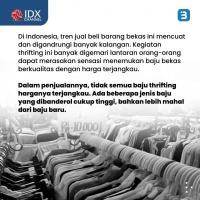 Thrifthing Dapat Mengancam UMKM Dalam Negeri (Foto : Tim Digital Marketing IDX Channel)