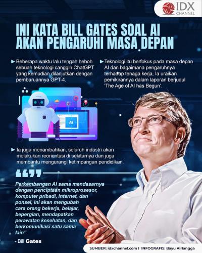 Ini Kata Bill Gates Soal AI yang Akan Pengaruhi Masa depan (Foto : Tim Digital Marketing IDX Channel)