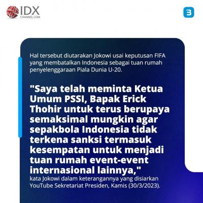 Jokowi Minta Erick Thohir Lobi FIFA agar RI Bebas dari Sanksi (Foto : Tim Digital Marketing IDX Channel)