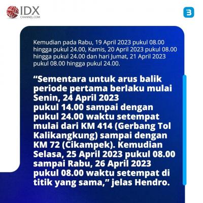 Mengintip Persiapan Jalur Mudik Lebaran 2023 (Foto : Tim Digital Marketing IDX Channel)