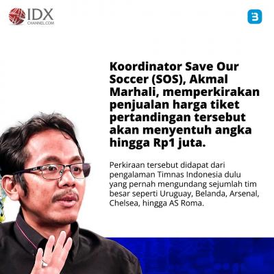 Siap Berlaga Juni 2023, Ini Perkiraan Harga Tiket Timnas Indonesia vs Argentina (Foto : Tim Digital Marketing IDX Channel)