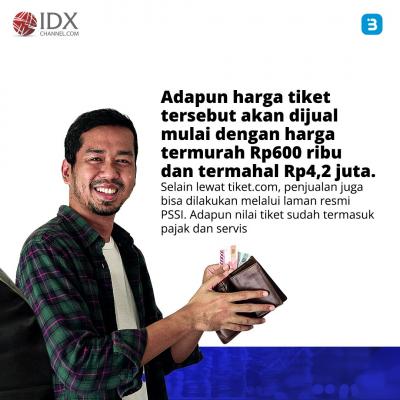 Resmi! Harga Tiket Indonesia vs Argentina, Termurah Rp600 Ribu (Foto : Tim Digital Marketing IDX Channel)