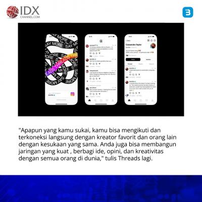 Saingi Twitter, Meta Resmi Luncurkan Threads (Foto : Tim Digital Marketing IDX Channel)