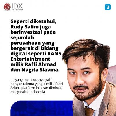 Putri Ariani Bangun Perusahaan Digital, Gandeng Pengusaha Rudy Salim (Foto : Tim Digital Marketing IDX Channel)