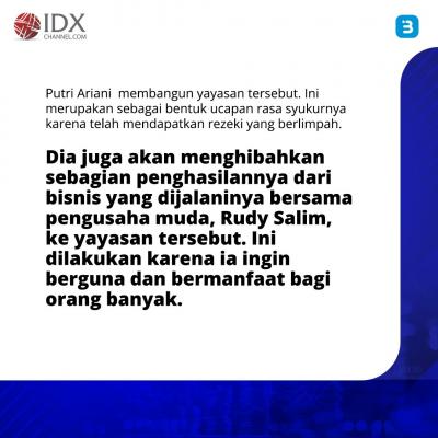 Putri Ariani Bangun Perusahaan Digital, Gandeng Pengusaha Rudy Salim (Foto : Tim Digital Marketing IDX Channel)