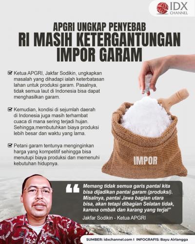 APGRI Ungkap Penyebab RI Masih Ketergantungan Impor Garam (Foto : Tim Digital Marketing IDX Channel)