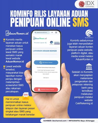 Tekan Kasus Penipuan Online Lewat SMS, Kominfo Rilis Layanan Aduan (Foto : Tim Digital Marketing IDX Channel)