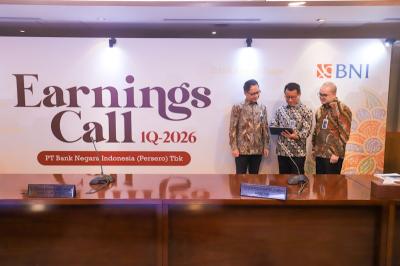 BNI mencatatkan laba bersih sebesar Rp5,6 triliun pada kuartal I/2026 atau tumbuh 5,2% secara year-on-year (YoY)