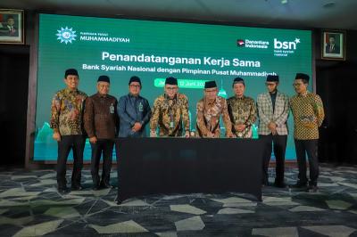 Bank BSN resmi menggarap potensi ekonomi raksasa milik Pimpinan Pusat (PP) Muhammadiyah melalui penyediaan jasa perbankan syariah terintegrasi