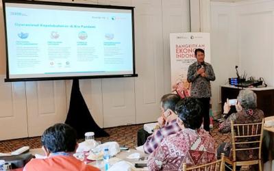 Direktur Utama Dani Rusli Utama memaparkan kinerja PT Pelabuhan Indonesia I (Pelindo I) tahun 2020 di Jakarta, Jumat (26/2/2021).