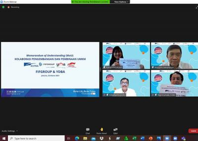 Kegiatan Kick Off dan Webinar Kolaborasi Pengembangan dan Pembinaan UMKM yang diselenggarakan FIFGROUP.