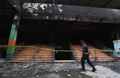 Lokasi gedung pasca kebakaran di Blok C, Pasar Impres, Pasar Minggu, Jakarta, Selasa (13/4/2021).