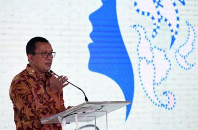Direktur Utama PT Bank Tabungan Negara (Persero) Tbk. Haru Koesmahargyo saat acara Peringatan Hari Kartini di Menara BTN, Jakarta, Rabu (21/4/2021).