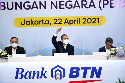 Paparan Kinerja per 31 Maret 2021 PT Bank Tabungan Negara (Persero) Tbk di Jakarta, Kamis (22/4/2021).