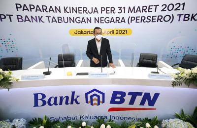 Paparan Kinerja per 31 Maret 2021 PT Bank Tabungan Negara (Persero) Tbk di Jakarta, Kamis (22/4/2021).