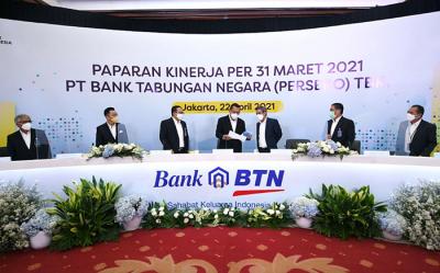 Paparan Kinerja per 31 Maret 2021 PT Bank Tabungan Negara (Persero) Tbk di Jakarta, Kamis (22/4/2021).