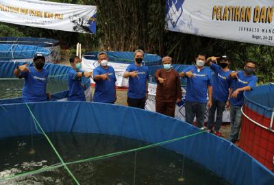 Acara Pelatihan dan Usaha Ikan Nila, sekaligus Launching program #Ayo Bangkit di Kecamatan Sereal, Bogor, Jawa Barat, Minggu (25/4/2021).