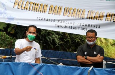 Acara Pelatihan dan Usaha Ikan Nila, sekaligus Launching program #Ayo Bangkit di Kecamatan Sereal, Bogor, Jawa Barat, Minggu (25/4/2021).