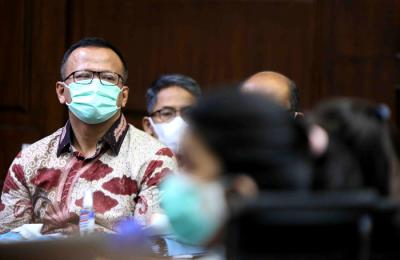 Terdakwa mantan Menteri Kelautan dan Perikanan Edhy Prabowo menjalani menjalani sidang lanjutan di Pengadilan Tindak Pidana Korupsi Jakarta, Rabu (5/5/2021).